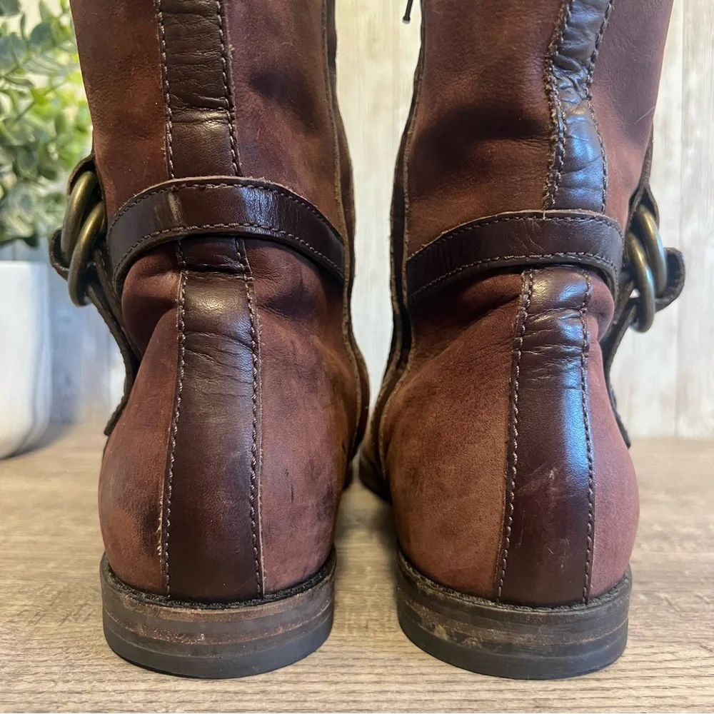 Cole Haan Dark Brown Tall Leather Riding Boots Preppy Country Womens 7.5